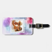 Étiquette À Bagage L'aquarelle bleue et rose abstraite | ajoutent (Devant horizontal)