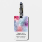 Étiquette À Bagage L'aquarelle bleue et rose abstraite | ajoutent (Dos Vertical)