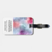 Étiquette À Bagage L'aquarelle bleue et rose abstraite | ajoutent (Dos horizontal)