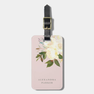 Étiquette À Bagage L'aquarelle ene ivoire florale rougissent dessus