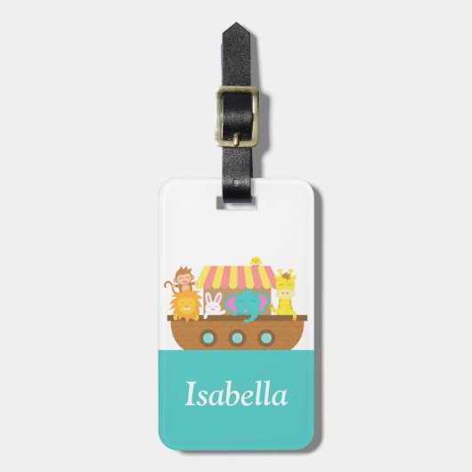 Étiquette À Bagage L'Arche de Noé, les mignons animaux, pour les enfa (Devant Vertical)