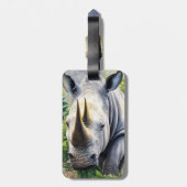 Étiquette À Bagage L'art botanique du rhinocéros blanc (Dos Vertical)