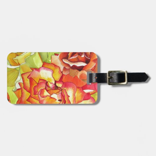 Étiquette À Bagage L'art de l'aquarelle aux roses orange et jaune (Devant horizontal)