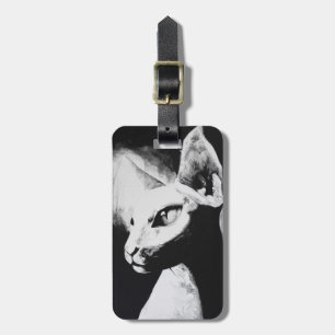 Étiquette À Bagage L'Art noir et blanc sans chapeau Sphynx