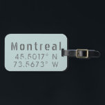 Étiquette À Bagage Latitude de Montréal<br><div class="desc">Montréal Québec Les coordonnées de latitude et longitude du Canada dans les polices en détresse donnent un aspect urbain moderne</div>