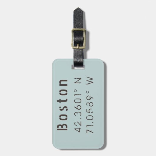 Étiquette À Bagage Latitude et Longitude Boston (Devant Vertical)