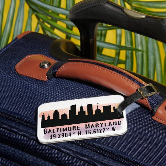 Étiquette À Bagage Latitude et longitude de Baltimore Skyline (Insitu Rectoal 3)