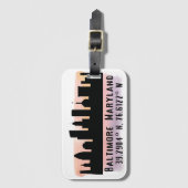 Étiquette À Bagage Latitude et longitude de Baltimore Skyline (Devant Vertical)