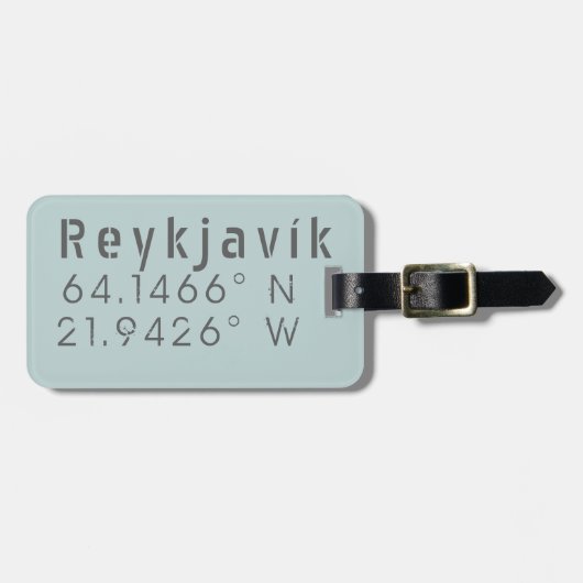 Étiquette À Bagage Latitude et longitude Reykjavik (Devant horizontal)