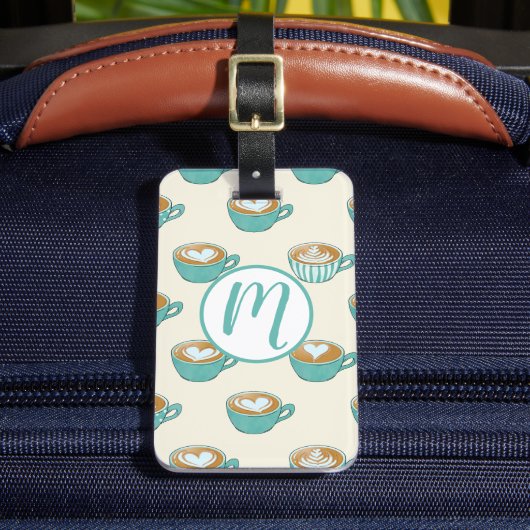 Étiquette À Bagage Latte Art dans de mignons cafés bleus (Insitu Rectoal 2)