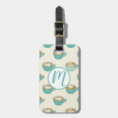 Étiquette À Bagage Latte Art dans de mignons cafés bleus (Devant Vertical)