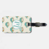 Étiquette À Bagage Latte Art dans de mignons cafés bleus (Dos horizontal)