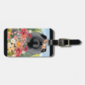 Étiquette À Bagage LAVAGE EN noir clair - Chien de Chow bleu (Devant horizontal)