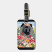 Étiquette À Bagage LAVAGE EN noir clair - Chien de Chow bleu (Devant Vertical)