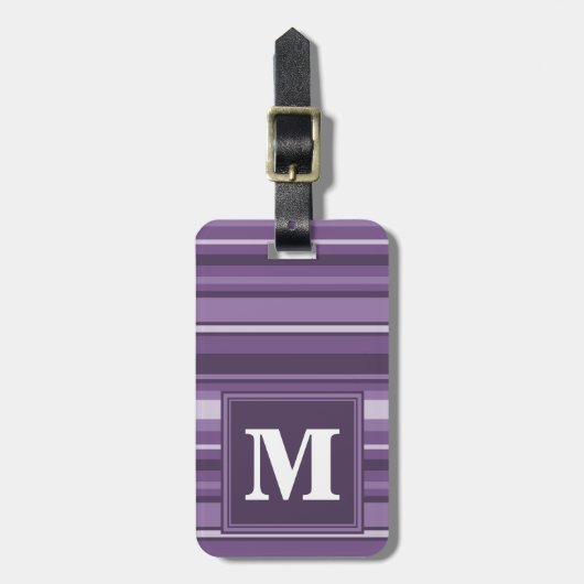 Étiquette À Bagage Lavande monogramme (Devant Vertical)