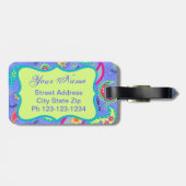 Étiquette À Bagage Lavande Vert moderne Motif Paisley (Dos horizontal)