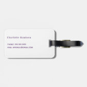 Étiquette À Bagage Lavande violette fleurs monogramme nom blanc (Dos horizontal)