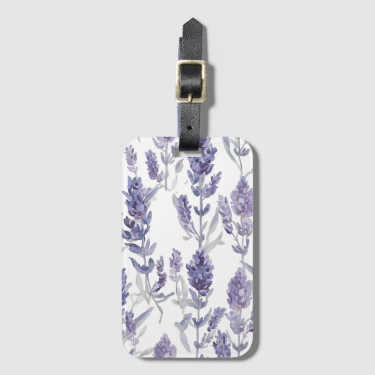 Étiquette À Bagage Lavender Fields | Purple Watercolor Flower Pattern (Devant Vertical)
