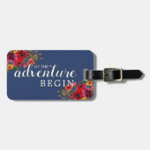 Étiquette À Bagage L'aventure commence Floral (Devant horizontal)