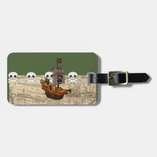 Étiquette À Bagage Le bateau de pirate de bande dessinée