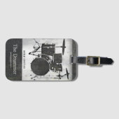 Étiquette À Bagage le batteur du groupe de rock, noir (Devant Horizontal)
