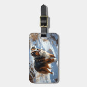 Étiquette À Bagage Le Berger Australien Laisser Neige Noël (Devant Vertical)