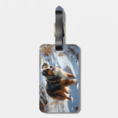 Étiquette À Bagage Le Berger Australien Laisser Neige Noël (Dos Vertical)