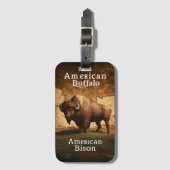 Étiquette À Bagage Le bison américain sur une carte (Devant Vertical)
