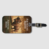 Étiquette À Bagage Le bison américain sur une carte (Devant Horizontal)