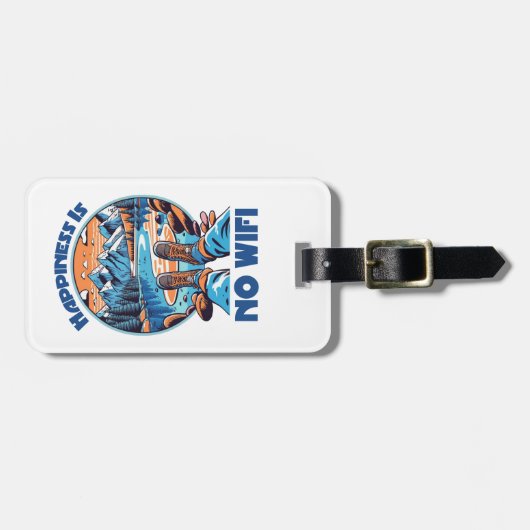 Étiquette À Bagage Le Bonheur N'Est Pas Une Source De Randonnée Wifi (Devant horizontal)