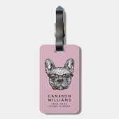 Étiquette À Bagage Le bouledogue de hippie | ajoutent votre nom (Dos Vertical)