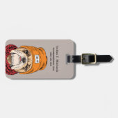 Étiquette À Bagage Le bouledogue frais | ajoutent votre nom (Devant horizontal)