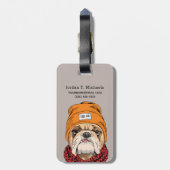 Étiquette À Bagage Le bouledogue frais | ajoutent votre nom (Dos Vertical)