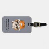 Étiquette À Bagage Le bouledogue frais de hippie | ajoutent votre nom (Devant horizontal)