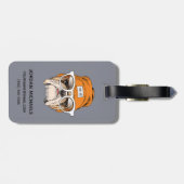 Étiquette À Bagage Le bouledogue frais de hippie | ajoutent votre nom (Dos horizontal)