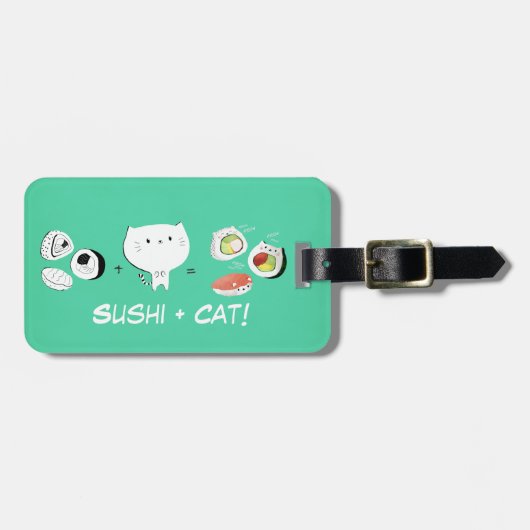 Étiquette À Bagage Le chat plus des sushi égale la gentillesse ! (Devant horizontal)