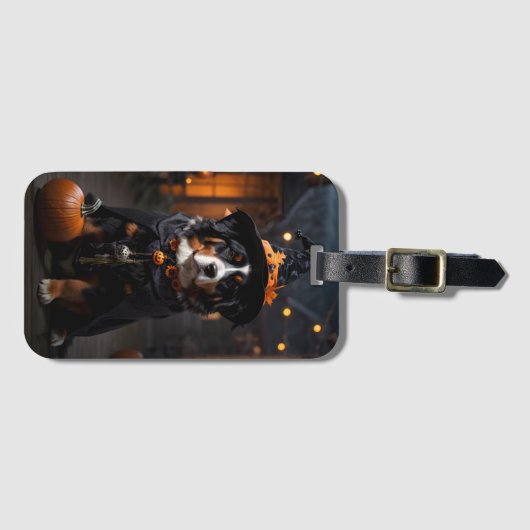 Étiquette À Bagage Le chien bernois Spooktacular : Un Howl-o-Ween d'H (Devant Horizontal)