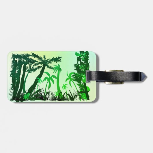 Étiquette À Bagage Le feuillage de la jungle verte (Dos horizontal)