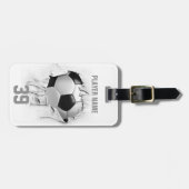 Étiquette À Bagage Le football déchiré (blanc personnalisé) (Devant horizontal)