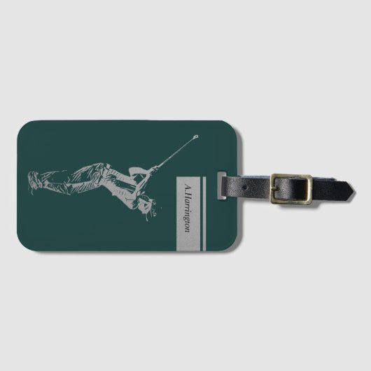 Étiquette À Bagage Le golfeur d'argent (Devant Horizontal)