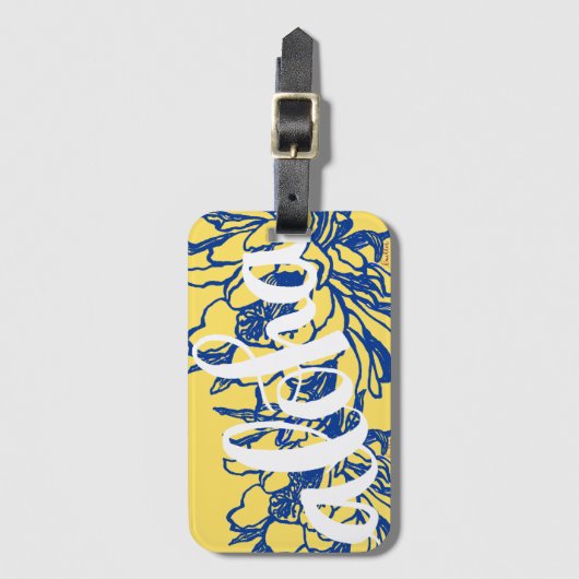 Étiquette À Bagage Le grand Aloha cierge jaune bleu fleurit des (Devant Vertical)
