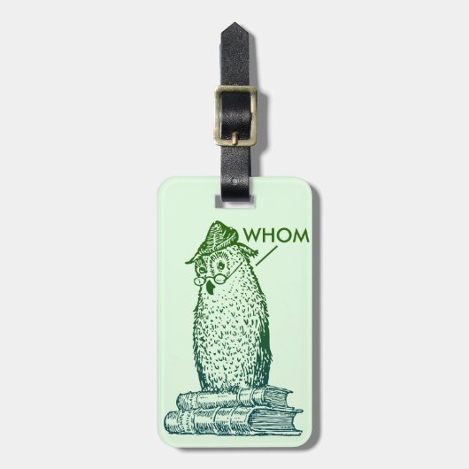 Étiquette À Bagage Le hibou de grammaire indique qui (Devant Vertical)