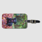 Étiquette À Bagage Le Labrador Noir Dans Les Feuilles D'Automne (Devant Horizontal)