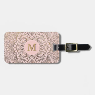 Étiquette À Bagage Le mandala décoré d'un monogramme d'or