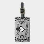 Étiquette À Bagage Le marié gris noir de jeune mariée appelle le (Devant Vertical)