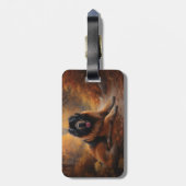 Étiquette À Bagage Le Mastiff tibétain en automne les feuilles automn (Dos Vertical)