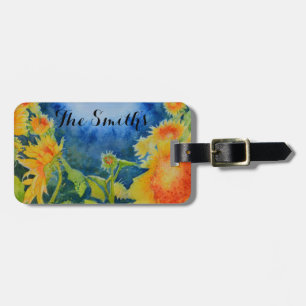 Étiquette À Bagage Le monogramme inédit du terrain de tournesol