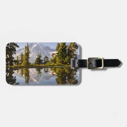 Étiquette À Bagage Le mont Rainier se reflète dans un gouffre près du (Devant horizontal)