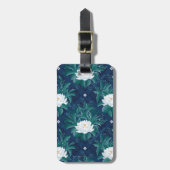 Étiquette À Bagage Le Motif blanc Lotus Midnight Lotus (Devant Vertical)