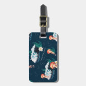 Étiquette À Bagage Le Motif de la méduse blanche Lotus Ocean (Devant Vertical)